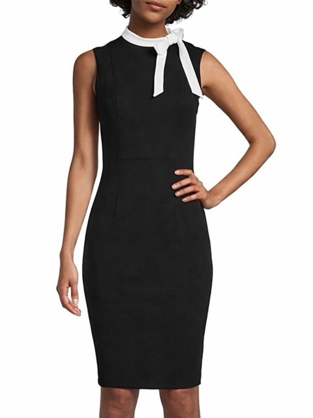 (NWT) Calvin Klein Women's Black Mock Neck Short Dress

Size 10